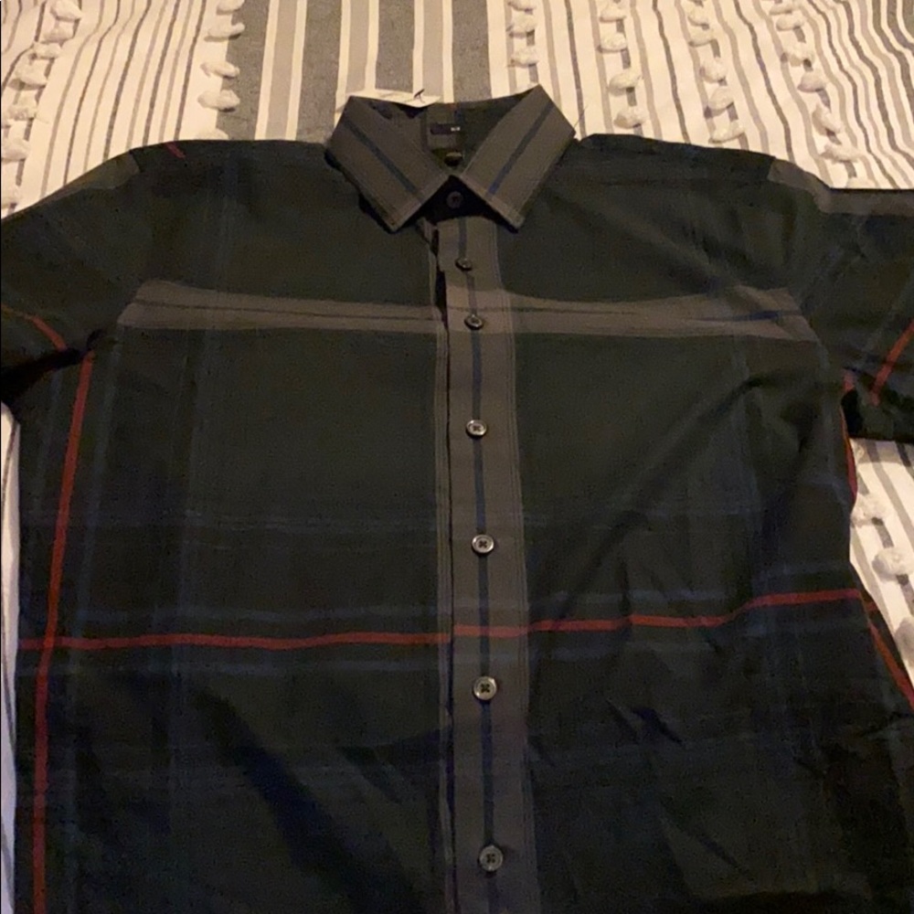 Express Men’s Dark Multicolor Slim Dress Shirt